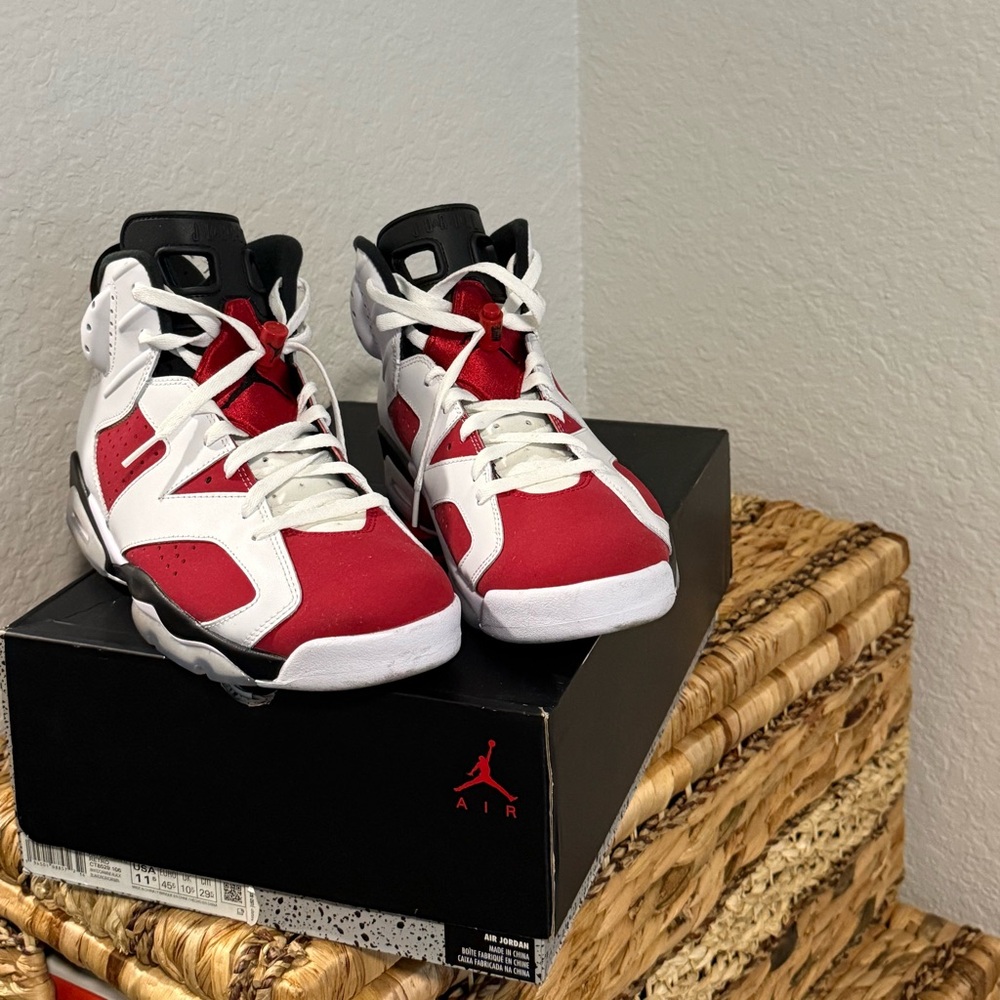 Jordan Red and White High-Top Sneakers